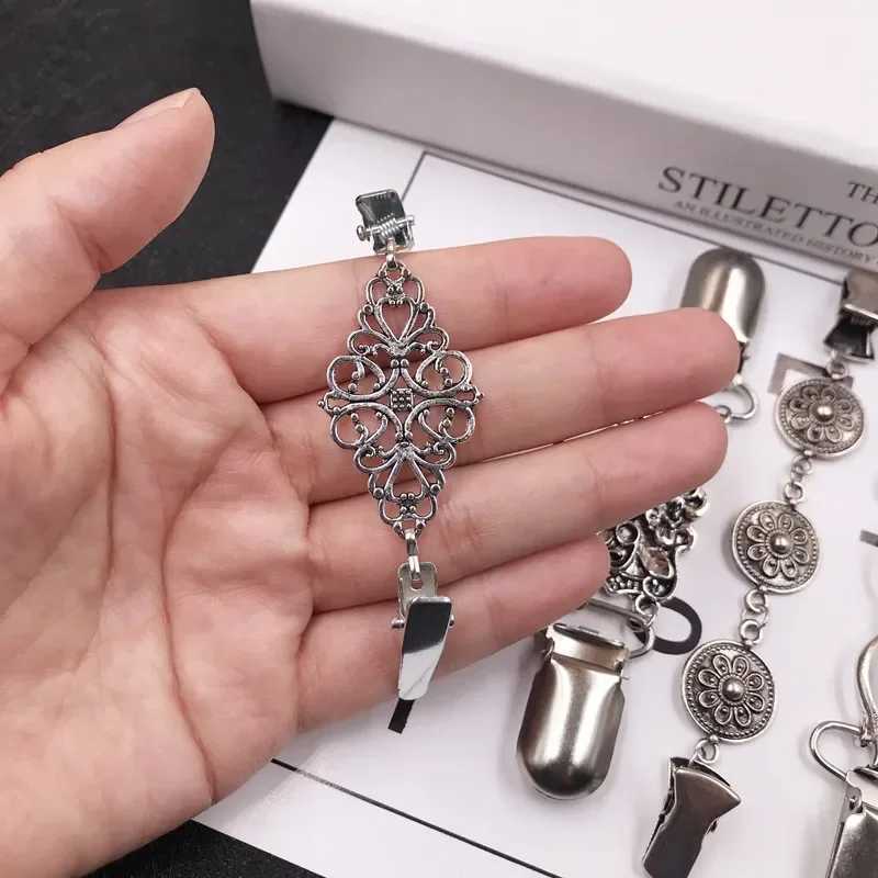 Women Dress Jewelry Cardigan Clip Brooch Fasteners for Clothes Clothespins Scarf Clip Brooch Sliver Pin Buckle Clip Holder W250604