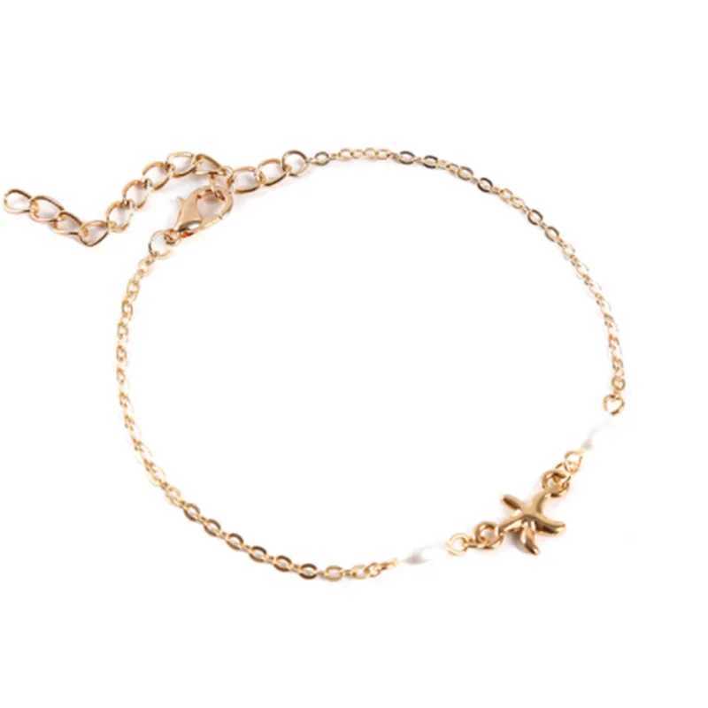 New Fashion Summer Starfish Pearl Anklet for Women Party Bohemian Style Handmade Foot Bracelet Beach Jewelry Gift W250604