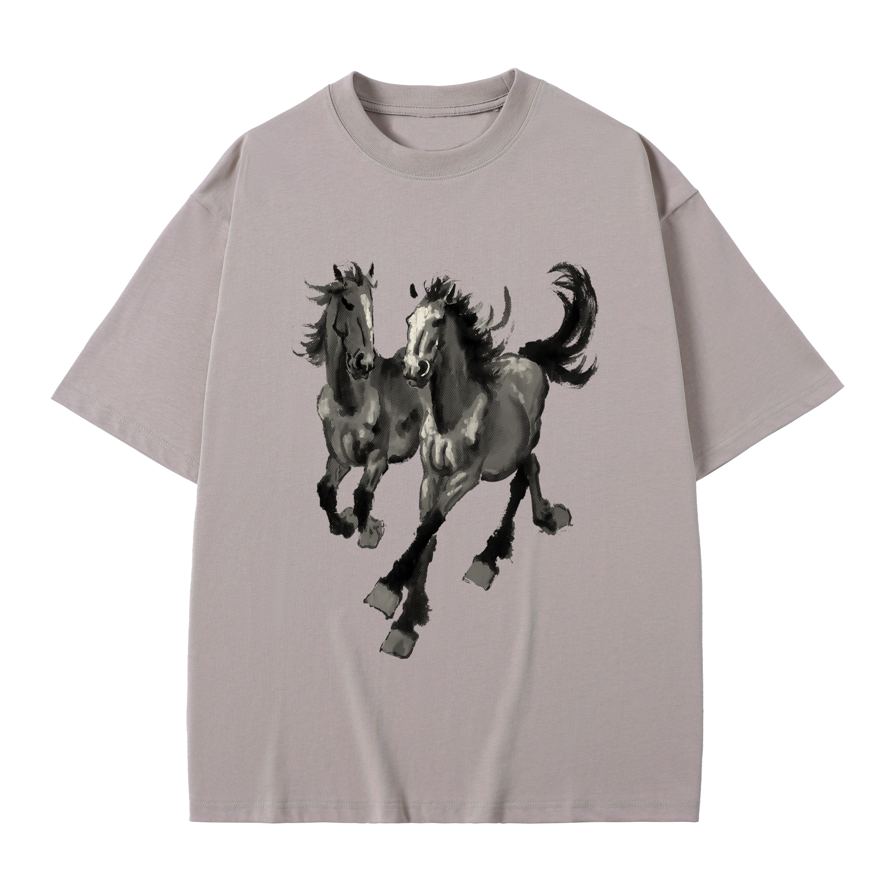 T-shirt men's top designer cotton T-shirt the silvery Steeds short sleeved clothing high-quality fashionable T-shirt BROADTRUE