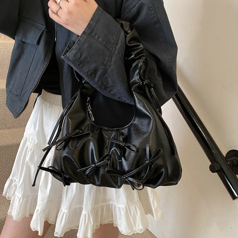 Wrinkled shoulder bag new bow tie shoulder cloud fashion bag cute fashion women s armpit bag designer women s crossbody bag handbag