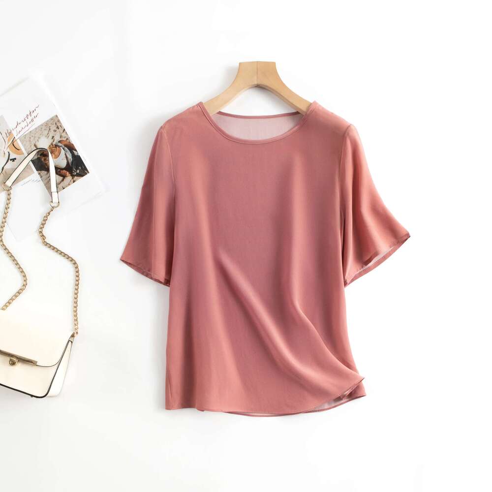 Summer Plus Size Women's T-Shirt 100% Mulberry Silk Crepe De Chine Top Loose-Fitting Lightweight Thin Special Offer