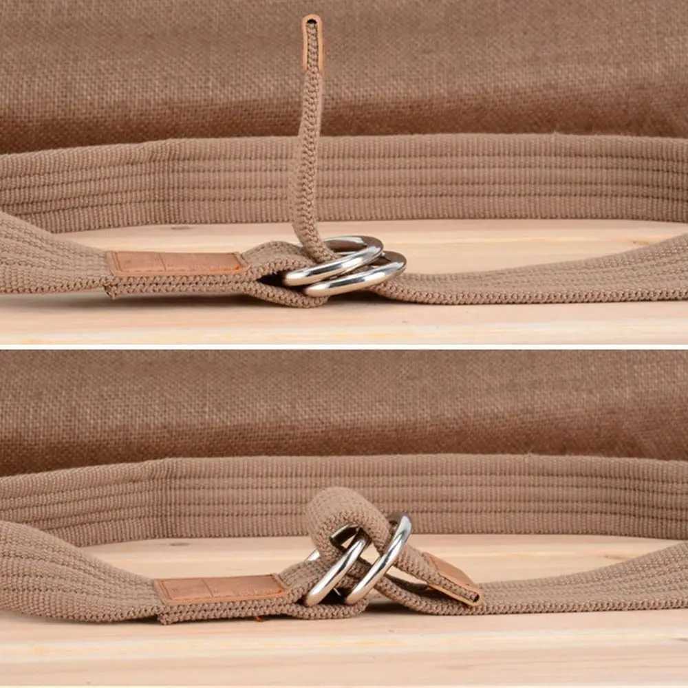 Women Men Nylon Braided Canvas Double Ring Black Buckle Simple Versatile Jeans Student Trend Belt Waistband Durable W250604