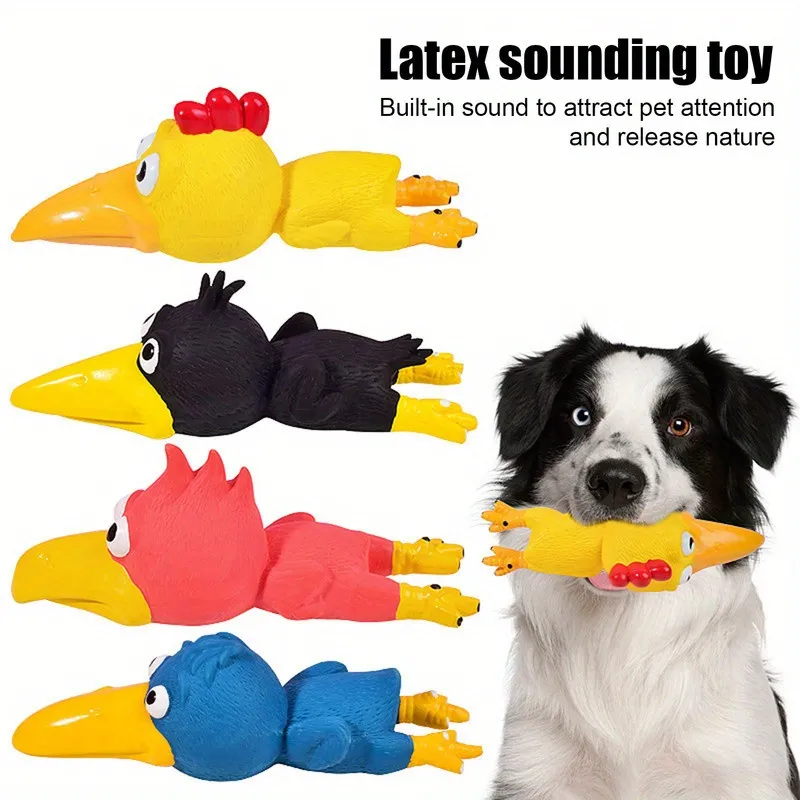 Squeaky Chewy Bird Pet Toy Interactive Canine Natural Latex Bird-Shaped Plaything Chew Dog Puppy Toy 2pcs/Pack