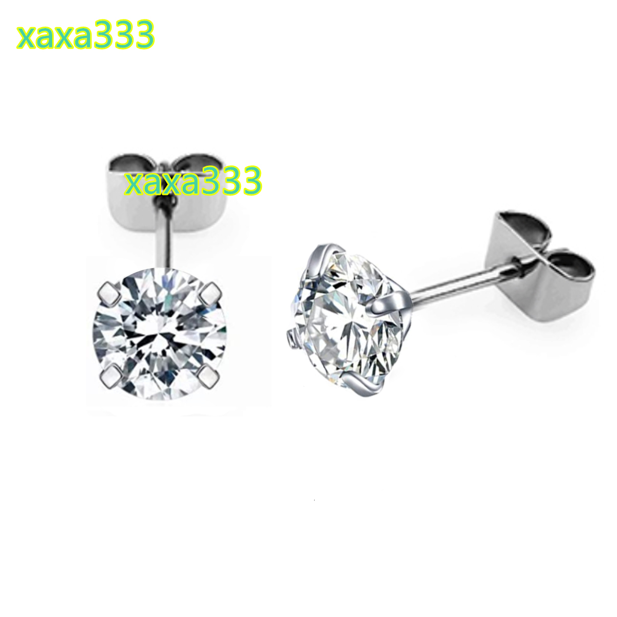 Eternal 925 silver four-claw setting round moissanite earrings