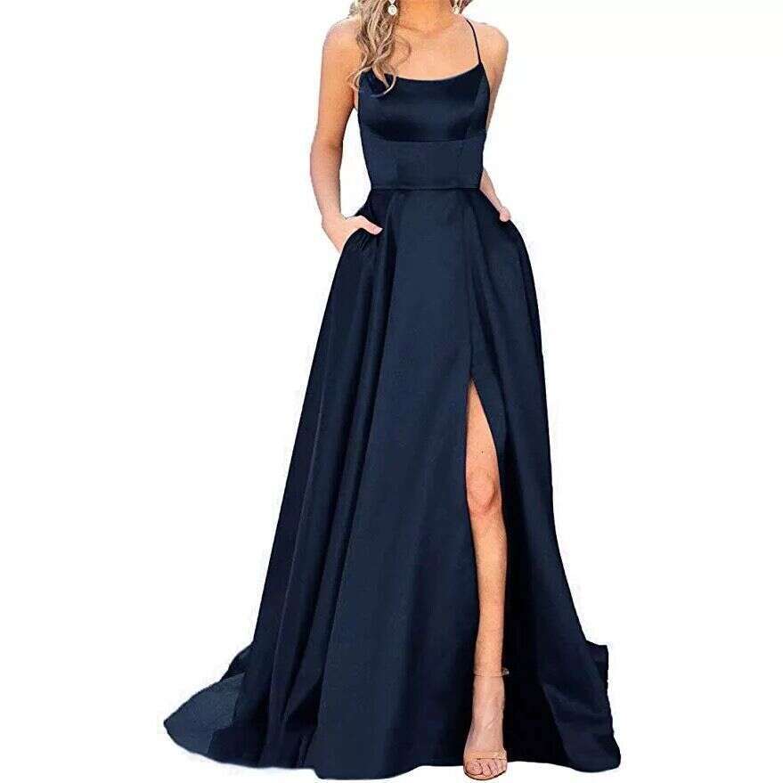 Solid Color Long Slimming Off-Shoulder Fashion Bridesmaid Group Evening Dress B5