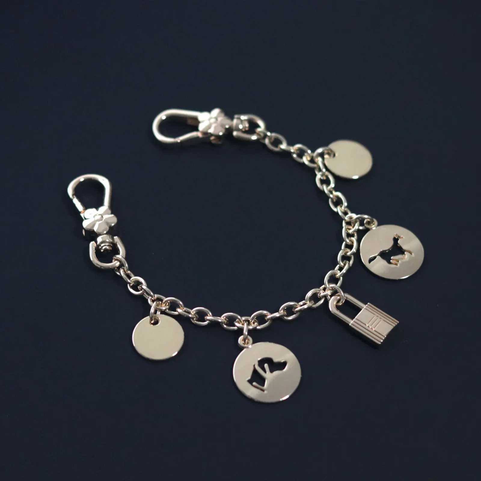 golden shiny Metal keychain bag charm decoration bag extended flower pendant girl lobster clasp W250604