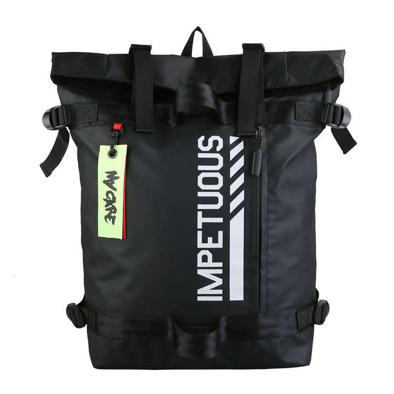 New Street Fashion for Men Korean Style College Student Bag Sports Casual Personality Roll-top Waterproof Backpack