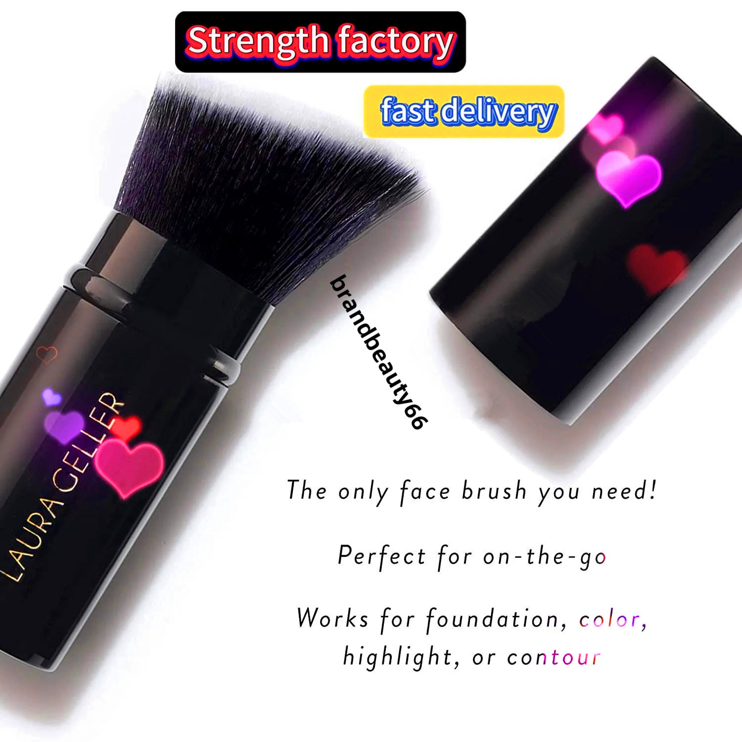 GOOD LAURA GELLER NEW YORK Retractable good LAURA GELLER Good Black Kabuki Makeup Brush Professional Make Up YES goo