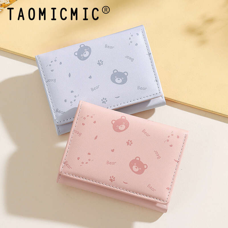 Korean Style Fresh Short 70% off Cute Bear PU Leather Women's Handbag Wallet