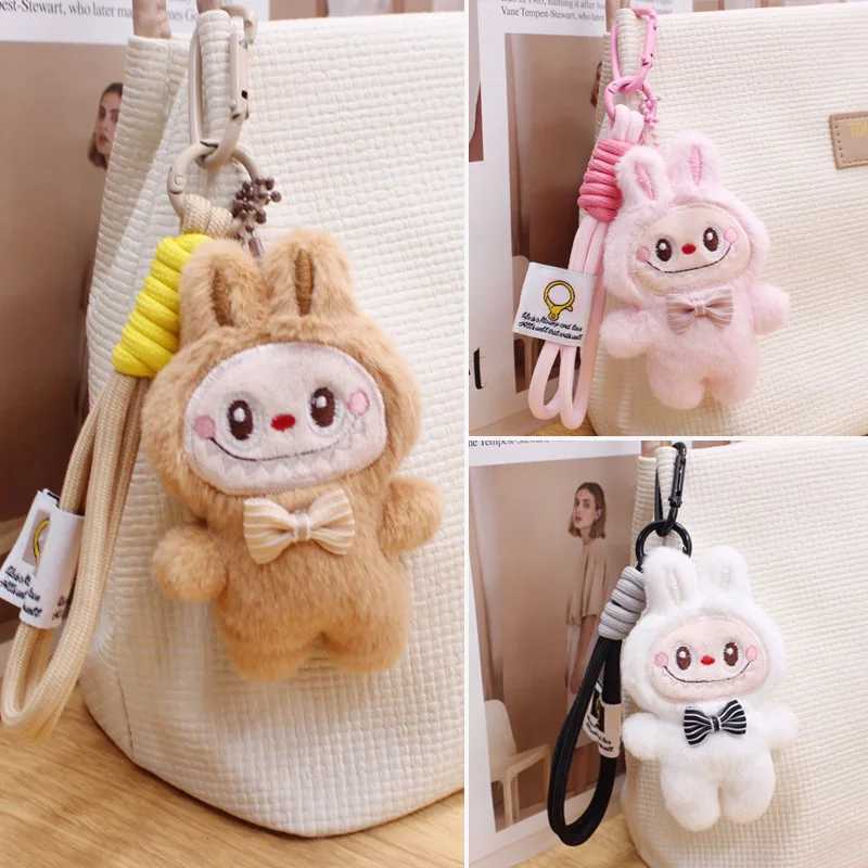Cartoon Plush Labubu Cat Keychains For Women Y2k Bag Pendant Couple Car Key Chains Jewelry Gift Decoration Accessories W250604