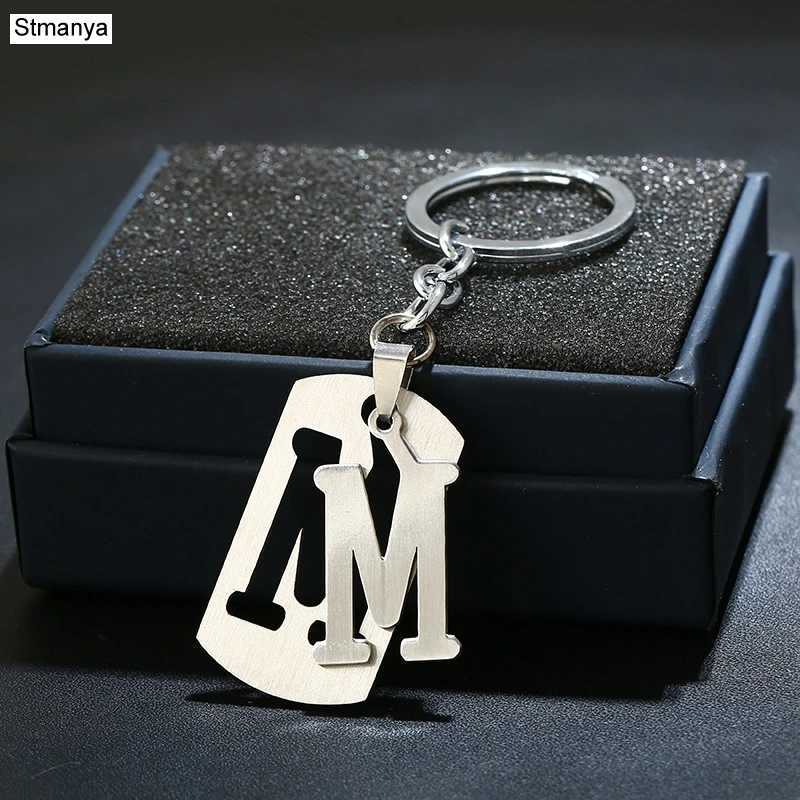 Charm New 26 Letters Stainless Steel Key Chain Men Women keychain Best Couple gift Jewelry Car Key Ring A-Z Keychain M250604