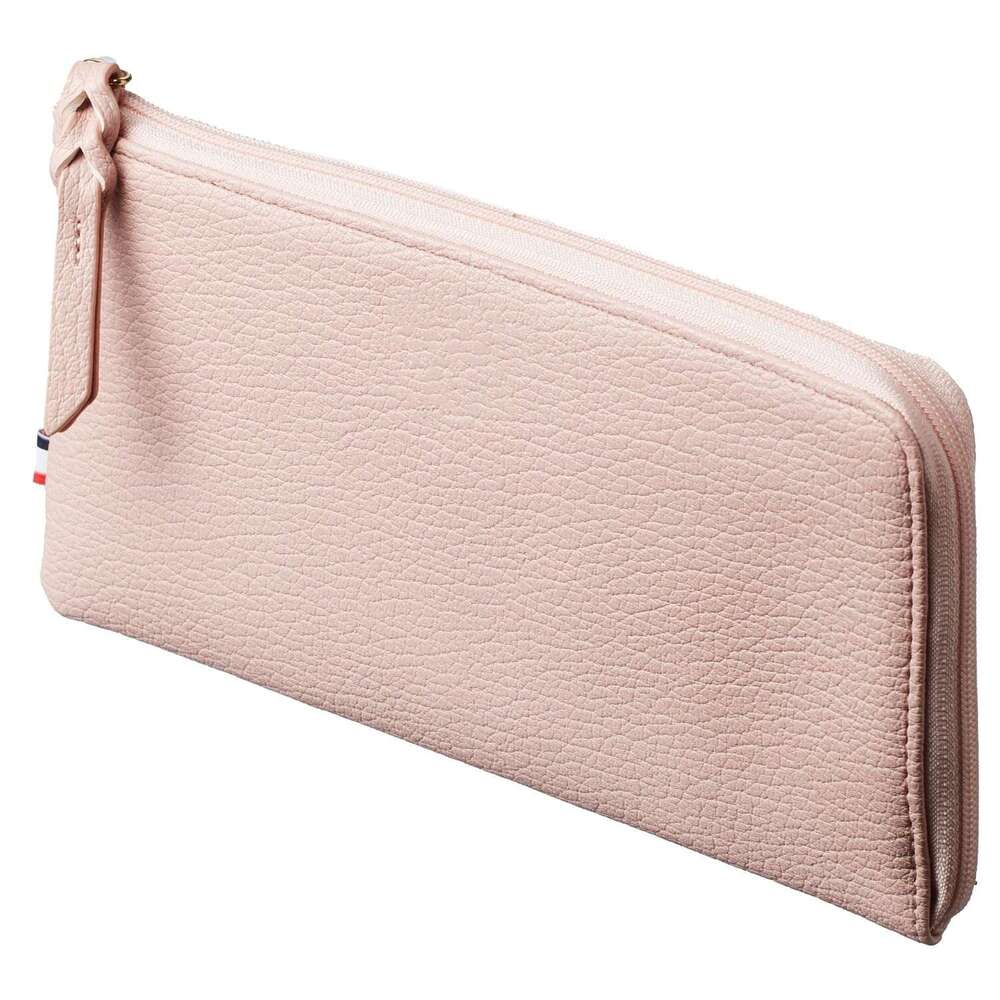 Genuine Litchi Grain Long Women's Fashion Leather Anti-theft with Coin Pocket Zipper Wallet