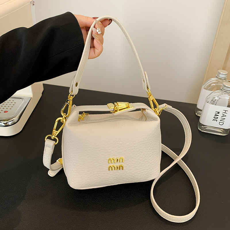 2025 Spring/Summer New Soft Leather Comfortable Women's Handbag Simple Versatile Letter Printed Shoulder Bag Crossbody Bag