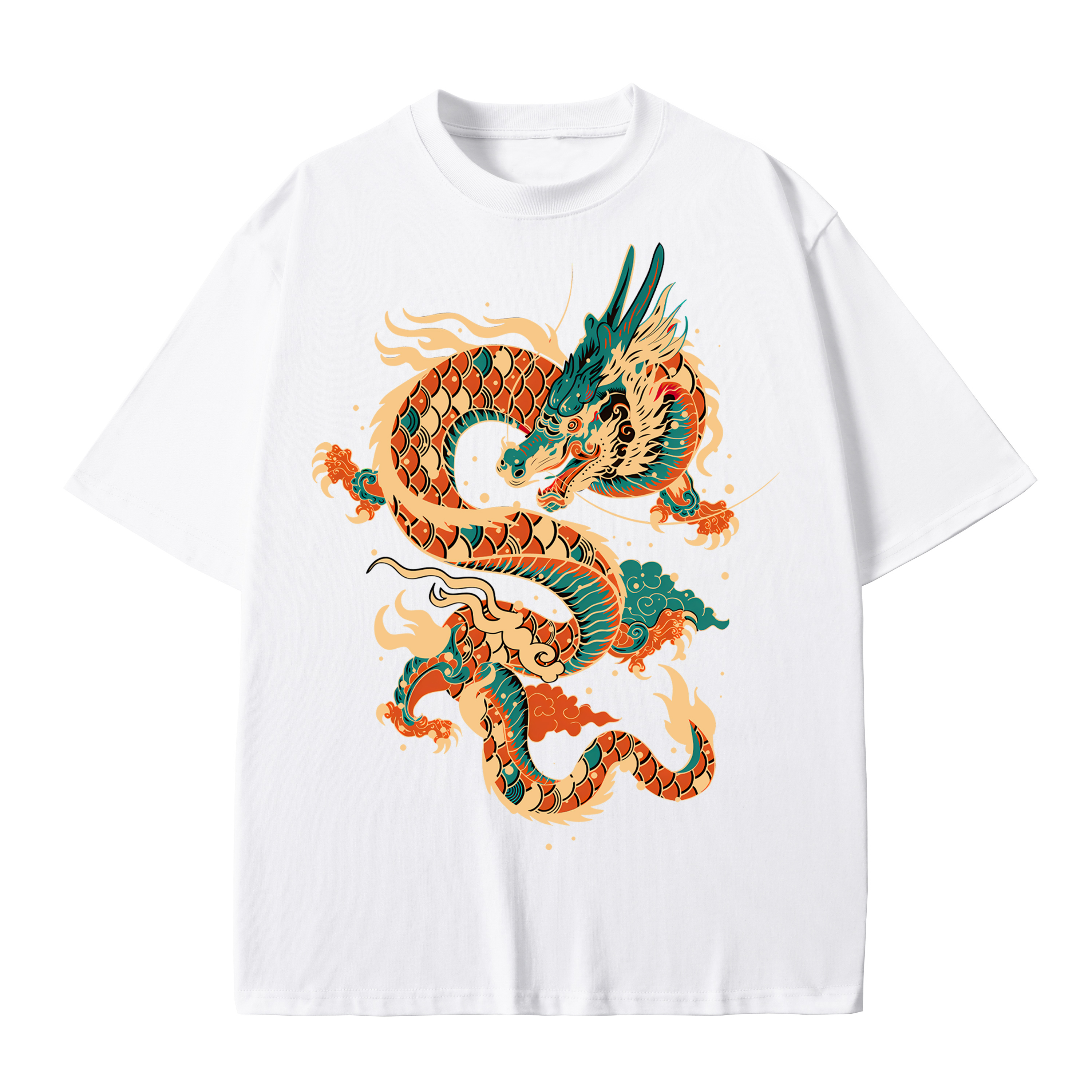 T-shirt men's top designer cotton T-shirt the dragon short sleeved clothing high-quality fashionable T-shirt BROADTRUE