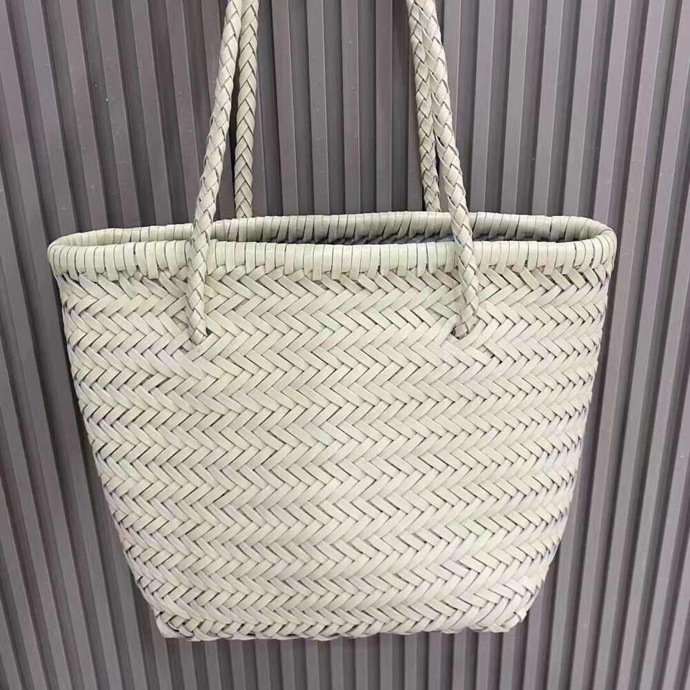 Woven Bag Leather Spring Summer New Top Layer Cowhide Handwoven Tote Large Capacity Women S Shoulder Beach Bag Soft Woven Tote