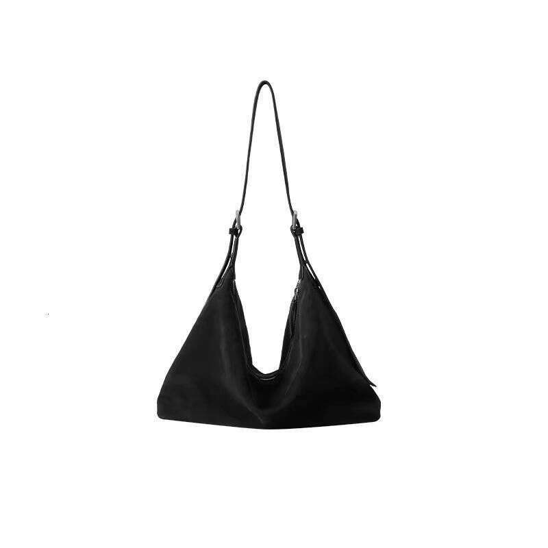 Women's Bags Designer Women's Bags Designer Qiu Zhen Vegetable Tanned (Nubuck Leather) Double Ear Hobo Lazy Single Shoulder Crossbody Large 