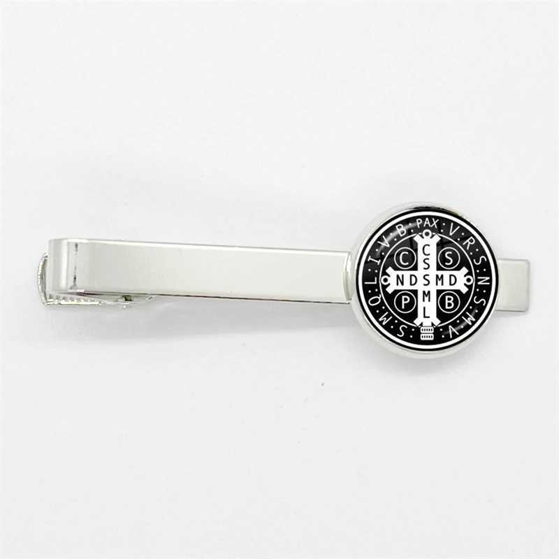 Saint Benedict Medal Tie Clip Catholic San Benito High Quality Clip Round Handmade Jewelry Glass Gem Clips Gift W250604