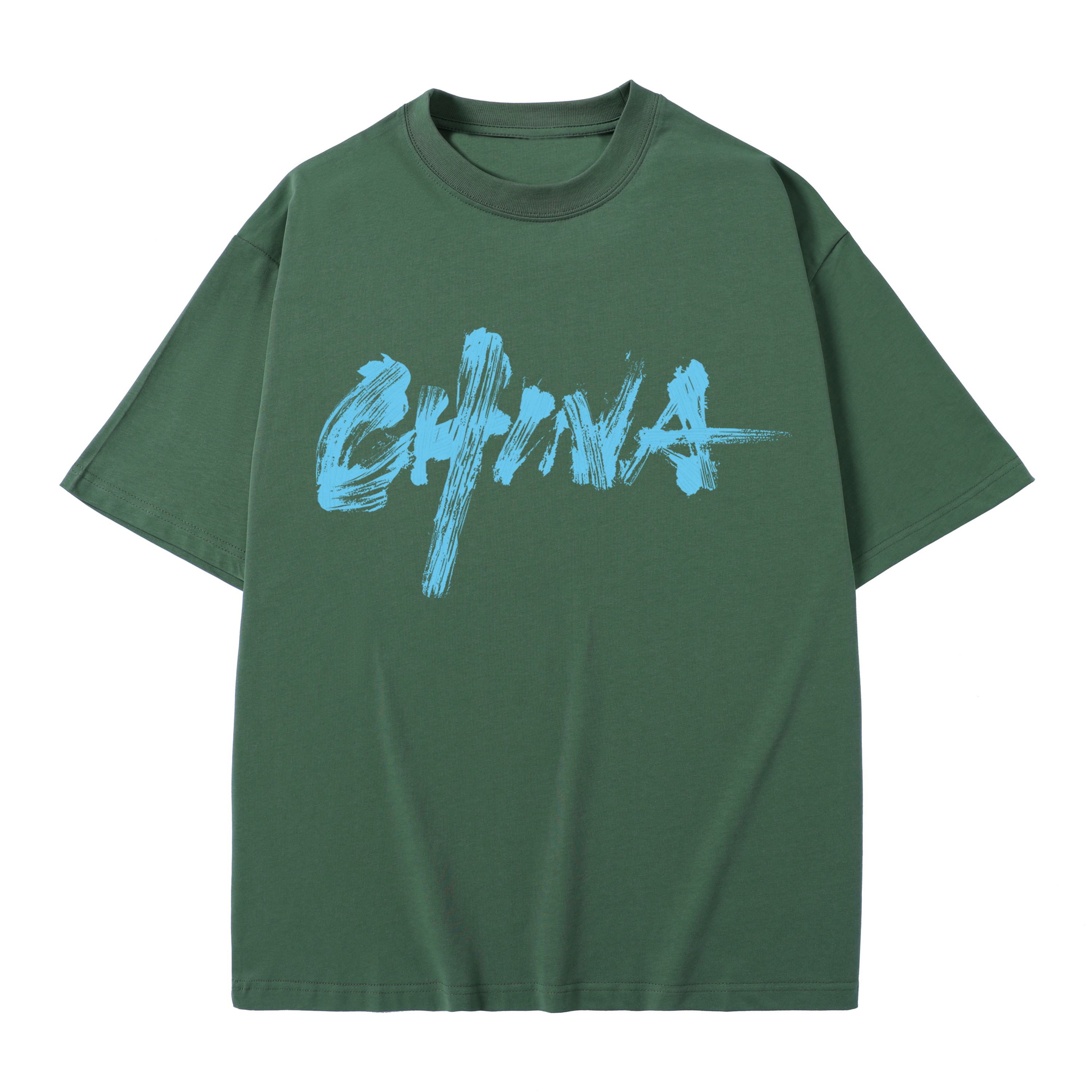 T-shirt men's top designer cotton T-shirt blue logo big Painting short sleeved clothing high-quality fashionable T-shirt BROADTRUE