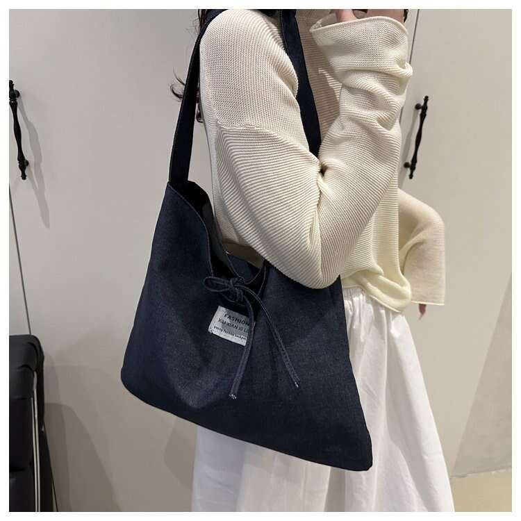 Korean Style INS for Women 2025 New Canvas Tote Bag Artistic Large Capacity Shoulder Crossbody Handbag