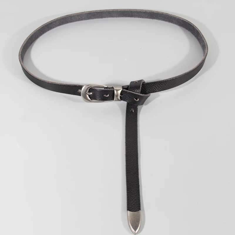 Extended Thin Section Knotted Decorative Ladies Belt All-match Slim Skirt Belt Narrow Soft Genuine Leather Womens Jeans Belt W250604