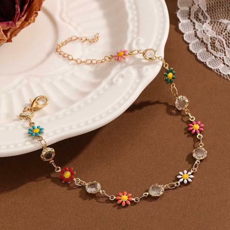 Fashion Summer Jewelry Flowers Crystal Anklet for Women Niche Premium Vintage Anklets Girlfriend Gift Mothers Day Gift W250604