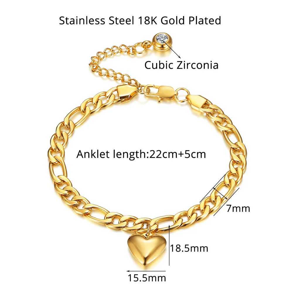 Anklet For Women Gold Color Stainless Steel Cuban Link Ankle Bracelets Summer 2022 Fashion Leg Chain Beach Foot Jewelry Ancklets W250604