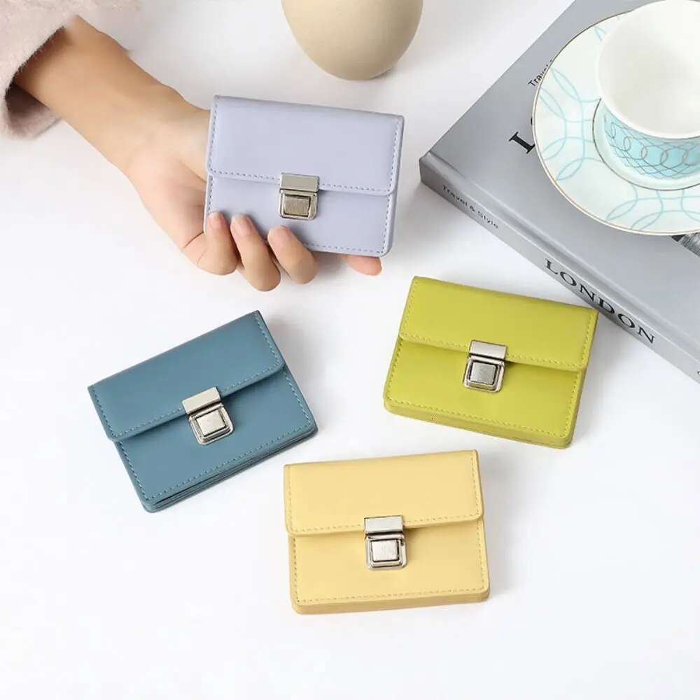 Fashion PU Leather Women Wallets Large Capacity Portable Money Bag Solid Color Small Coin Purse Female