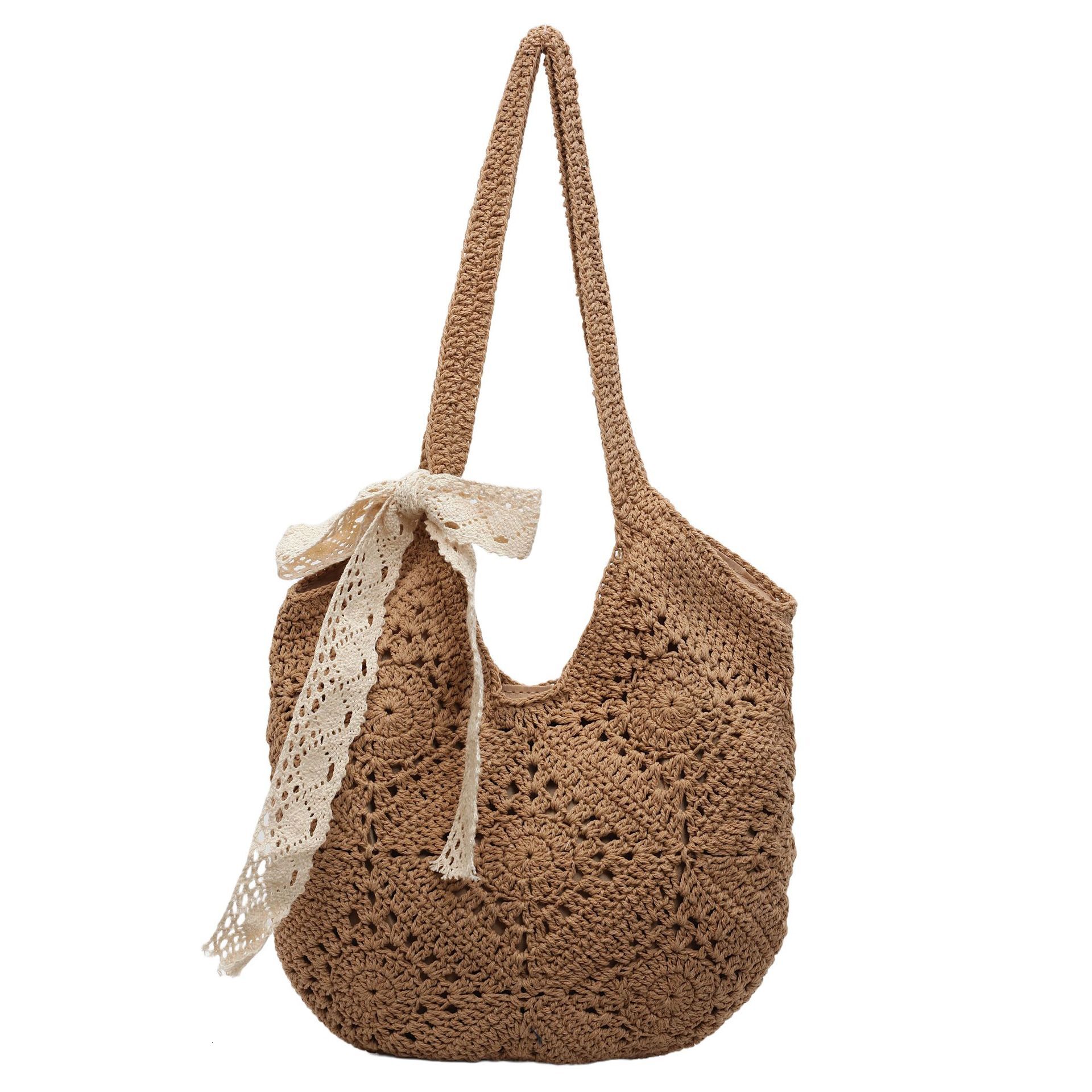 designer Large Capacity Woven Bag for Women 2025 New Summer Beach Vacation Knitted Bag Versatile Commuter Shoulder Tote Bag