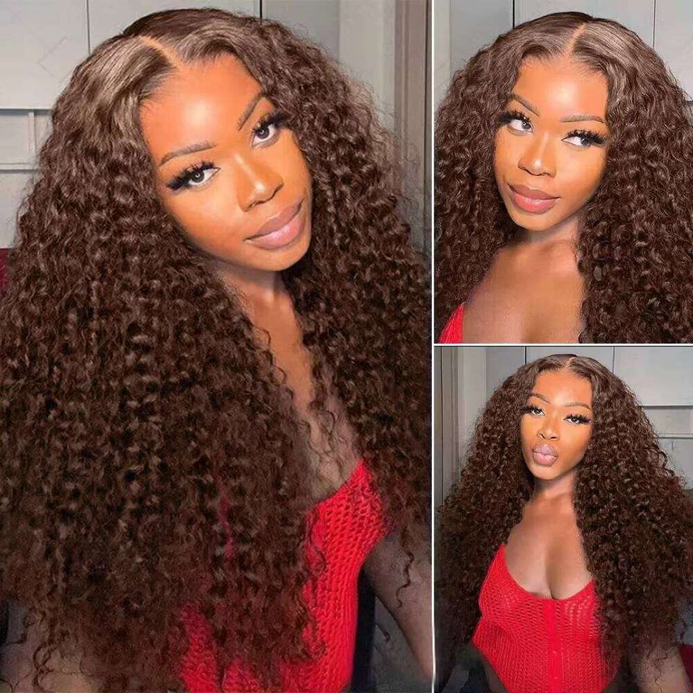 Curly Transparent Lace Front Wig Chocolate Brown 13x4 13x6 Brazilian Deep Wave Woman Wigs Human Hair Pre Plucked