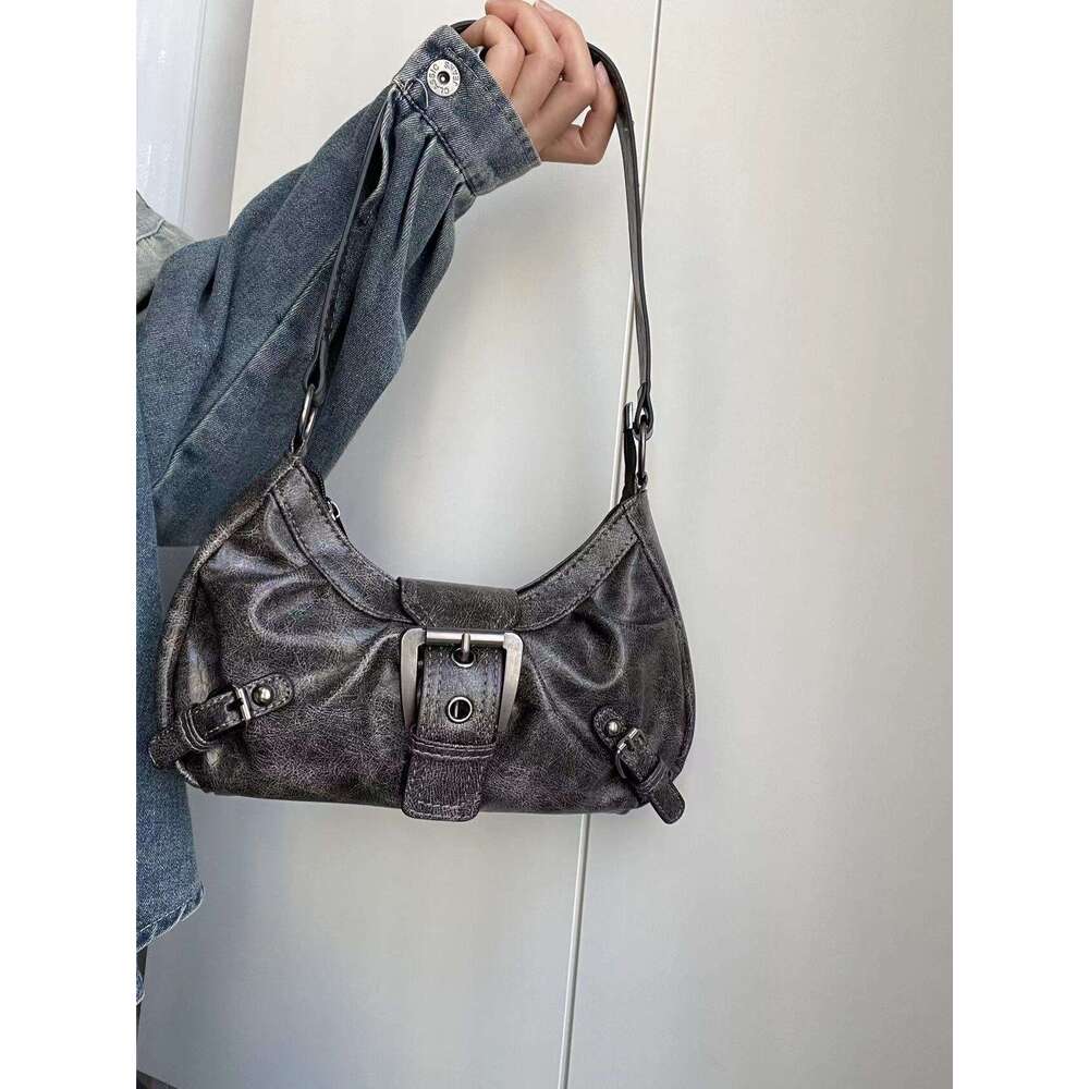 Selling Melard Retro Hot Girl Wasteland Vintage Two-tone Leather Shoulder Underarm Bag 2025 New Versatile Trendy Ins Style