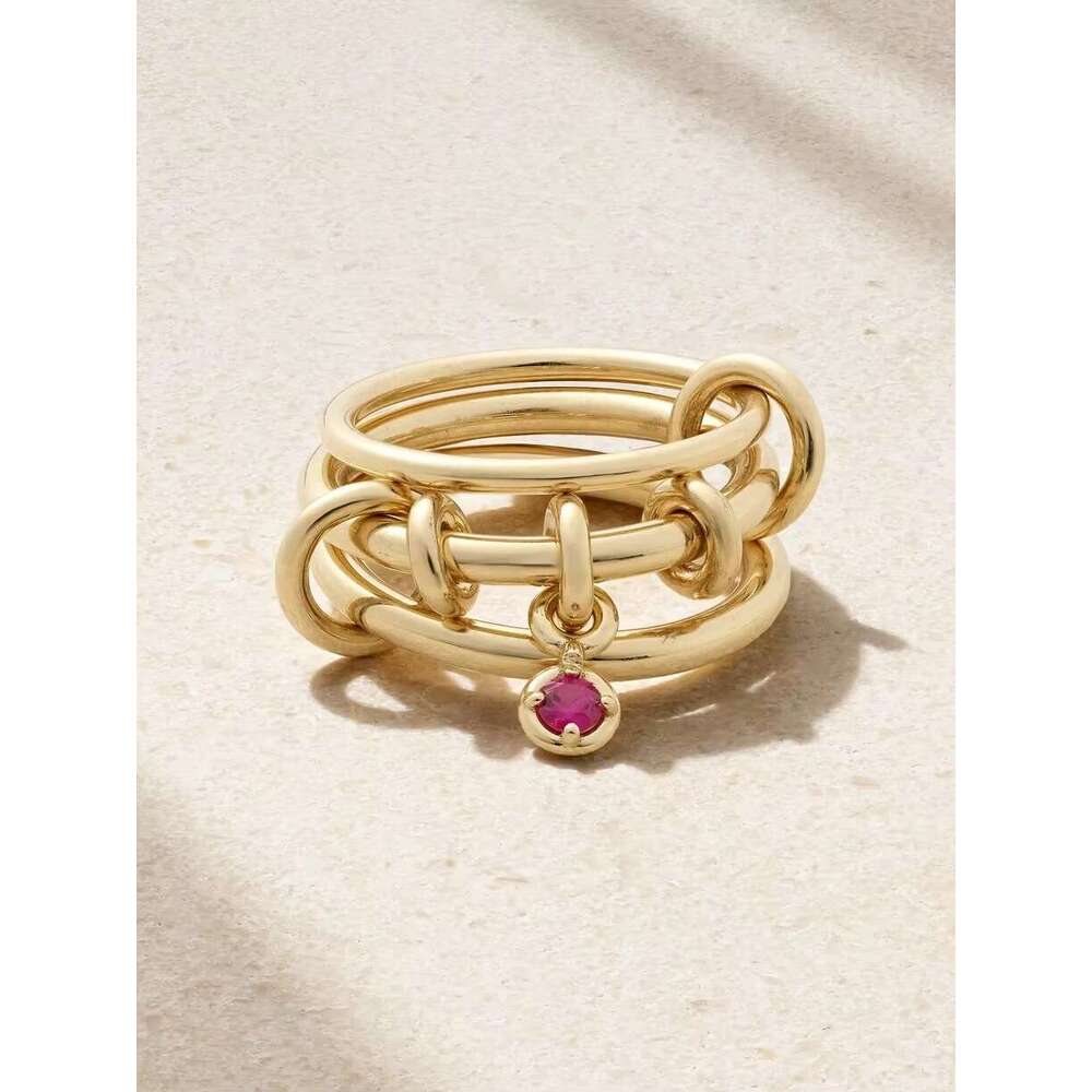 2025 Designer Ring For Women 3 Color 4 Links Stacked Rings Diamond Studded Crystal Luxury Jewelry Couple Holiday Gift