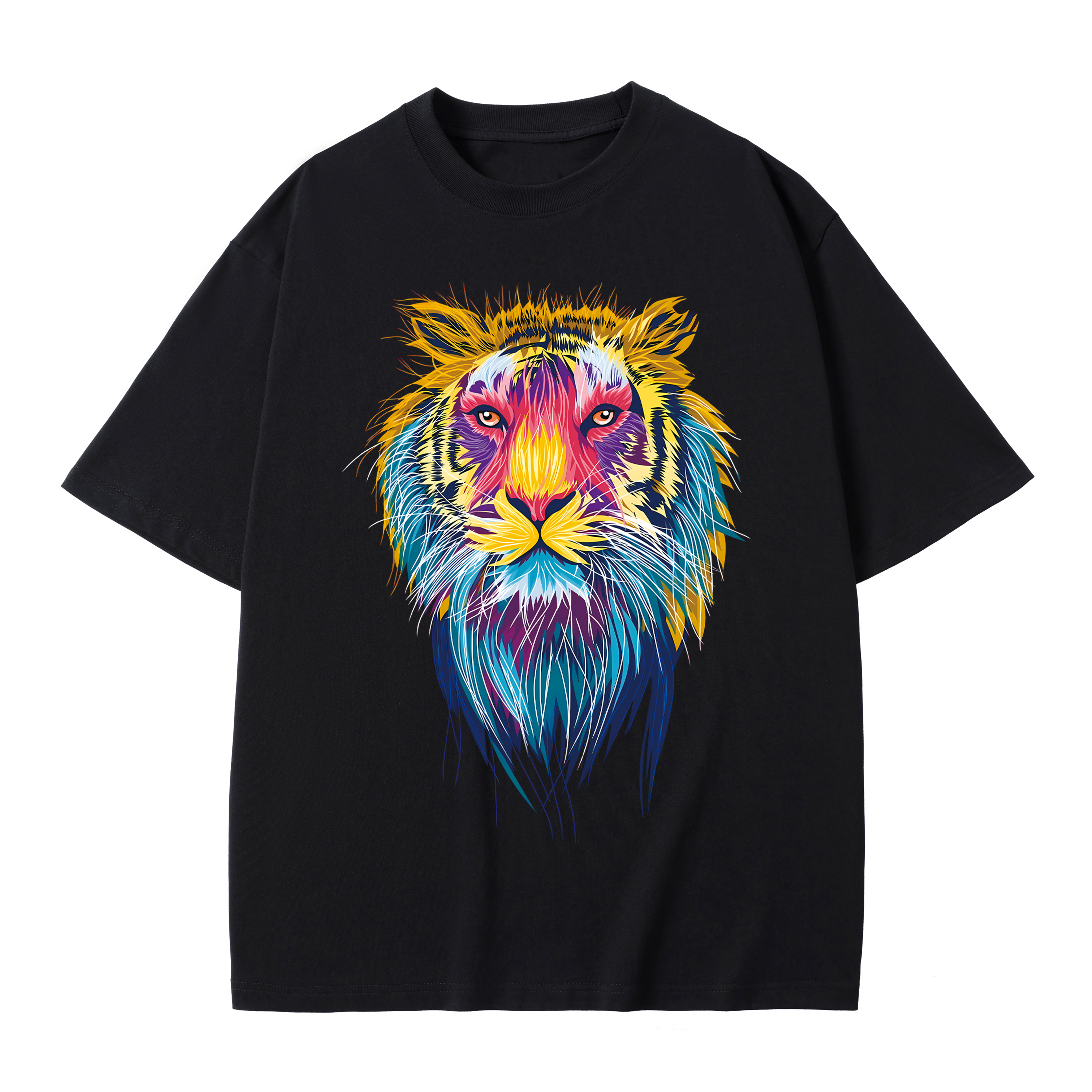 T-shirt men's top designer cotton T-shirt Colorful Tiger short sleeved clothing high-quality fashionable T-shirt BROADTRUE
