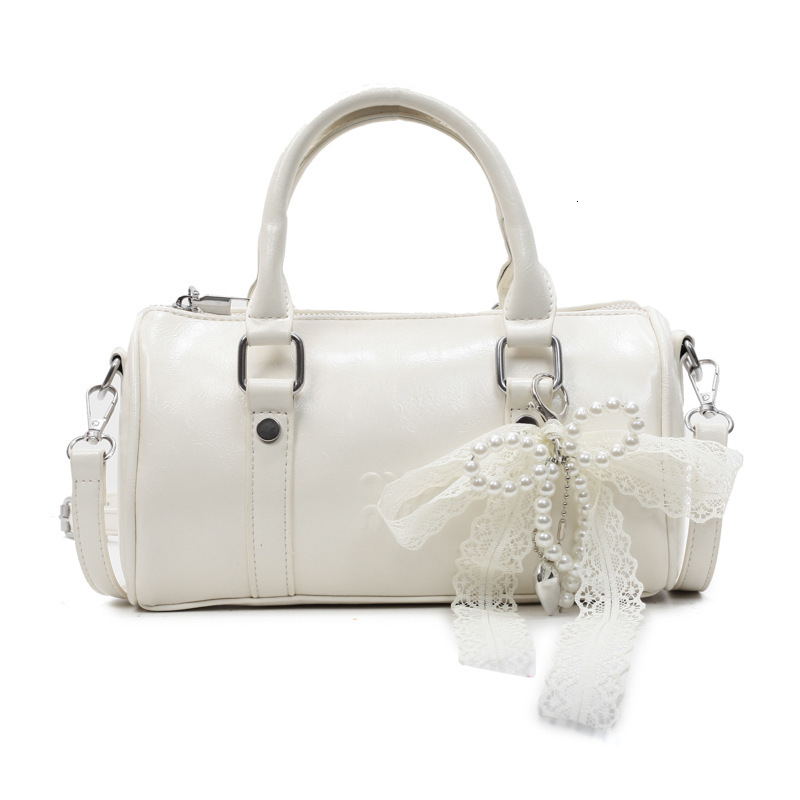 designer 2025 New Fashionable Elegant Versatile Handheld Cylinder Bag for Women Oil Wax Leather Commuter Crossbody Bag Solid Color Crossbody Bag