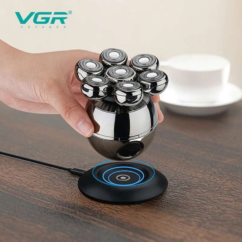 VGR 7D Electric Rechargeable Bald Waterproof Rotary Razor Beard Nose Hair Trimmer Shaver Set For Men V-315