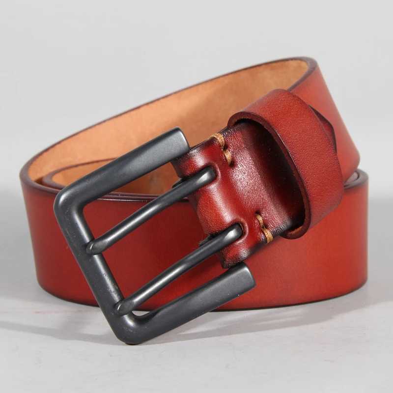 4.4cm Mens Double-hole Cowhide Leather Belt Casual Retro Hand-made Luxury Two-claw Pin Buckle Design Belts Jeans W250604