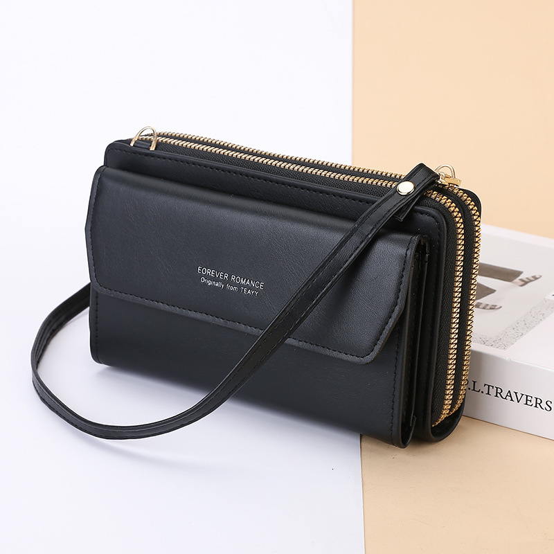 Designer Crossbody Phone Bag Women's Fashion Long Style Women's Wallet Double Zipper Korean Edition Handbag Urban Simple Shoulder Bag