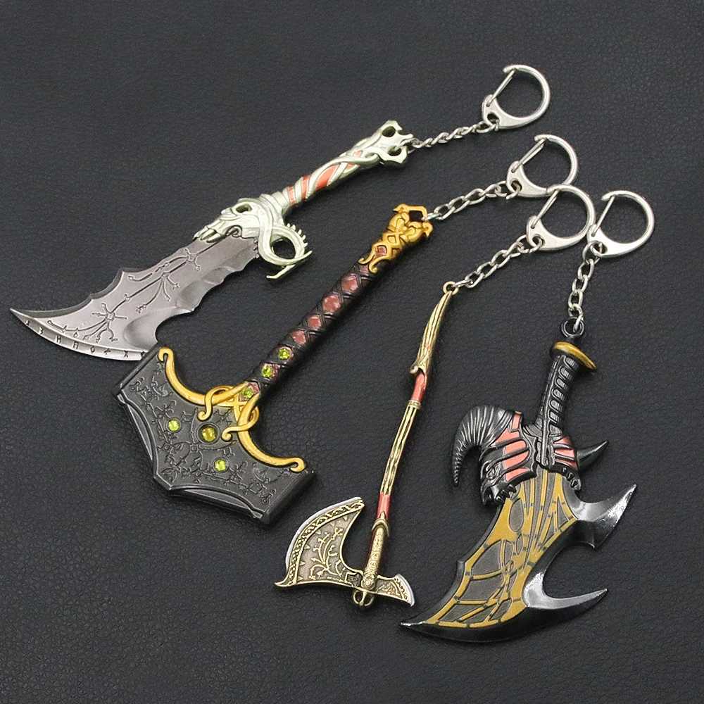 New Arrival God of War Keychain Kratos Axe Leviathan Keyring KeyChain Blades of Chaos Swords Pendant llaveros Accessories Car Keychain U250604