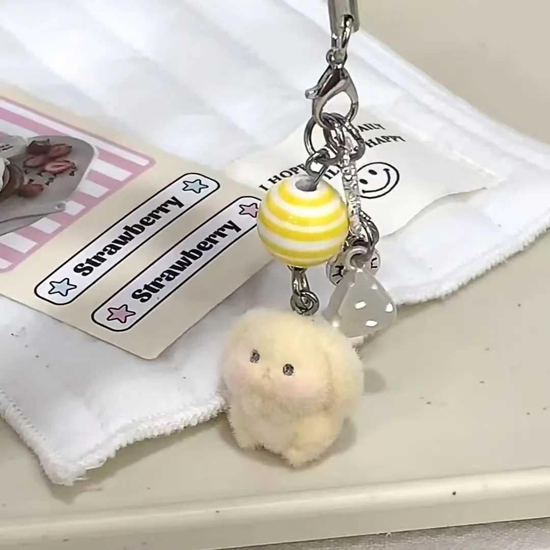 Lovely 3D Bear Rabbit Animal Keychains Key Ring For Women Gift Fluffy Cartoon Cute Bunny Pet Pendant Bag Box Car Holder Jewelry M250604