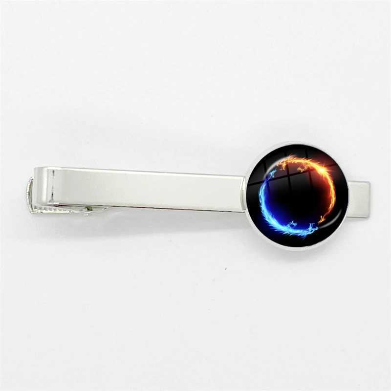 New Fashion Yin Yang Tai Chi Tie Clips Art Photo Crystal Glass Dome Jewelry Men Necktie Clip Pin Suit Accessories W250604