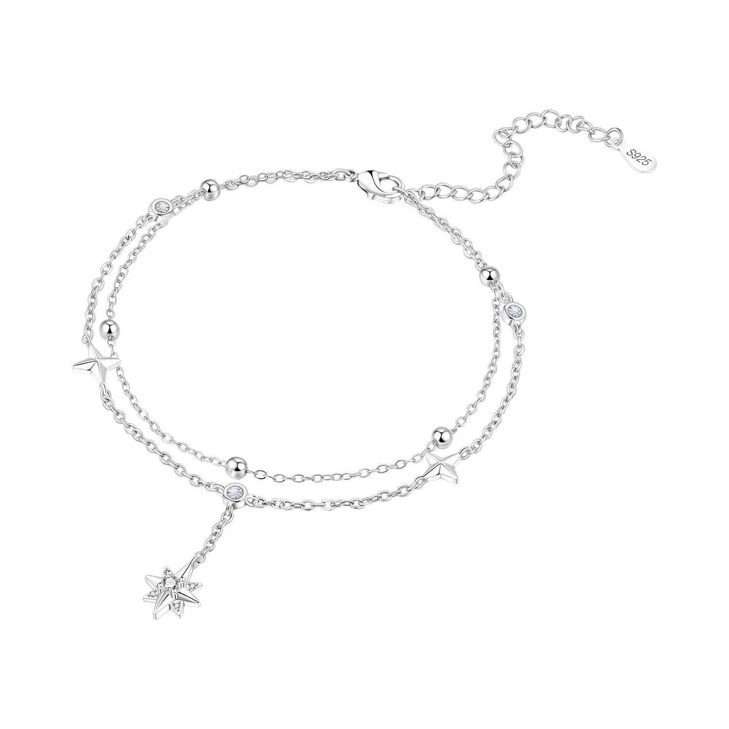 CYCUFF 925 Sterling Silver Sparkling Double-Layer Astral Anklet Zircon Jewelry Anklets Original Party DIY Women Gift Trend 2025 W250604