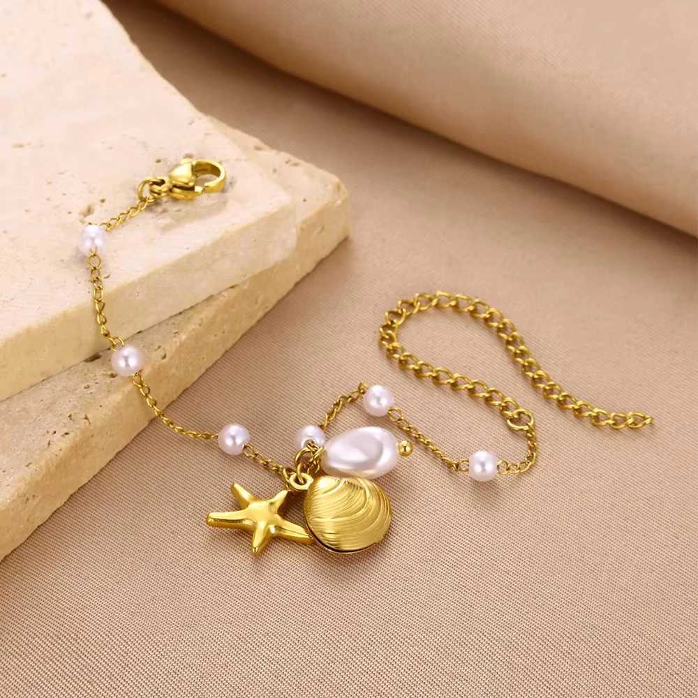 Beads Anklets for Women Gold Color Stainless Steel Chain Ankle Bracelet Trendy Summer Beach Jewelry Accessories Gifts W250604