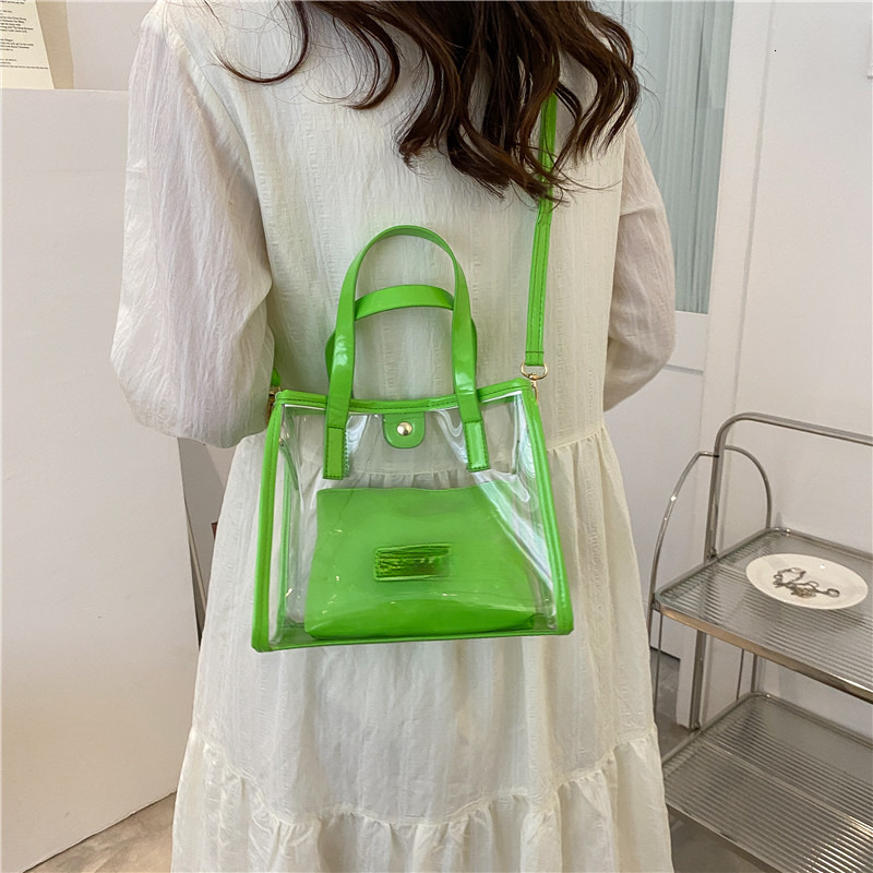 High quality brand new high-quality free designer bag European and American fashion transparent handbag jelly beach bag shoulder bag brand new free de