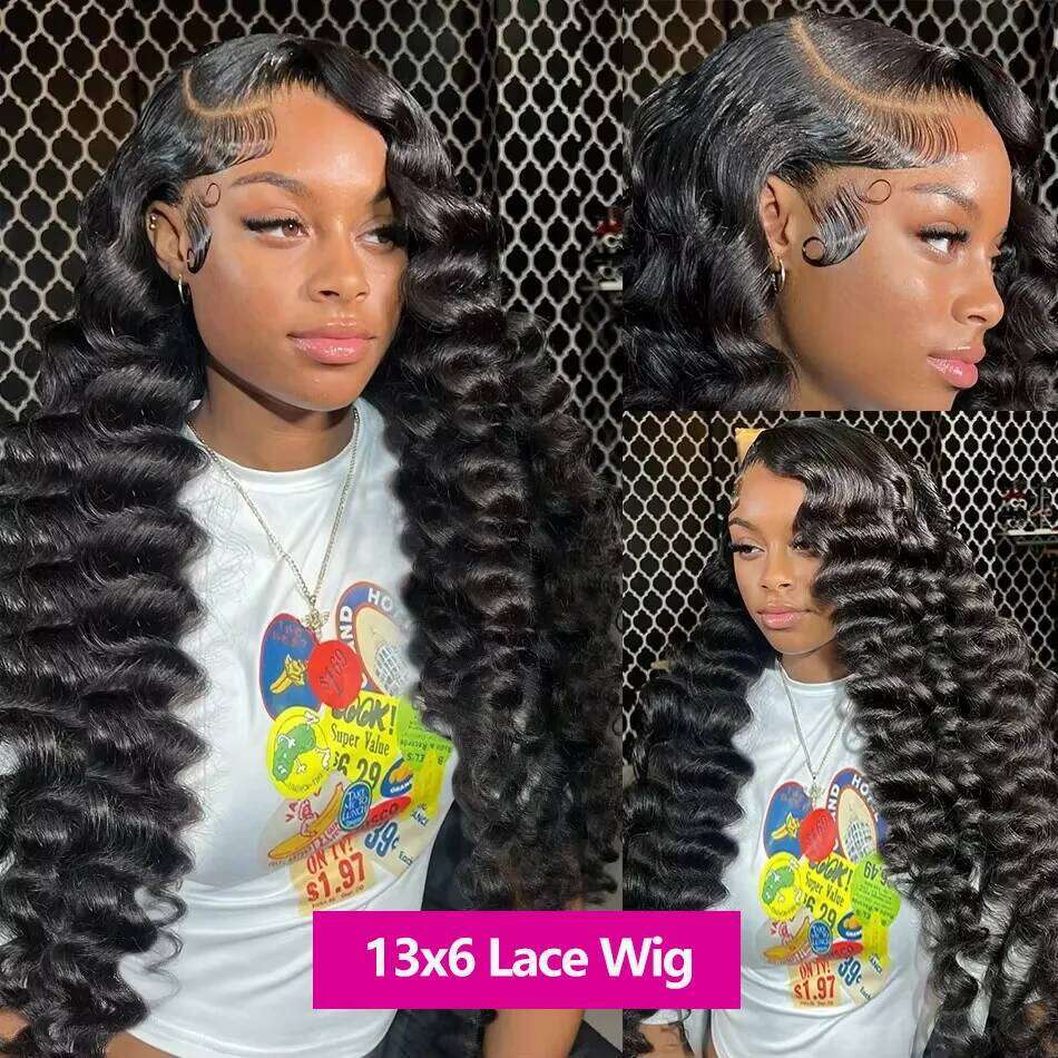 210 Density Loose Deep 13x6 Front Human Hair Wigs Brazilian 30 40 Inches Curly Water Wave HD 13x4 Lace Frontal Wig