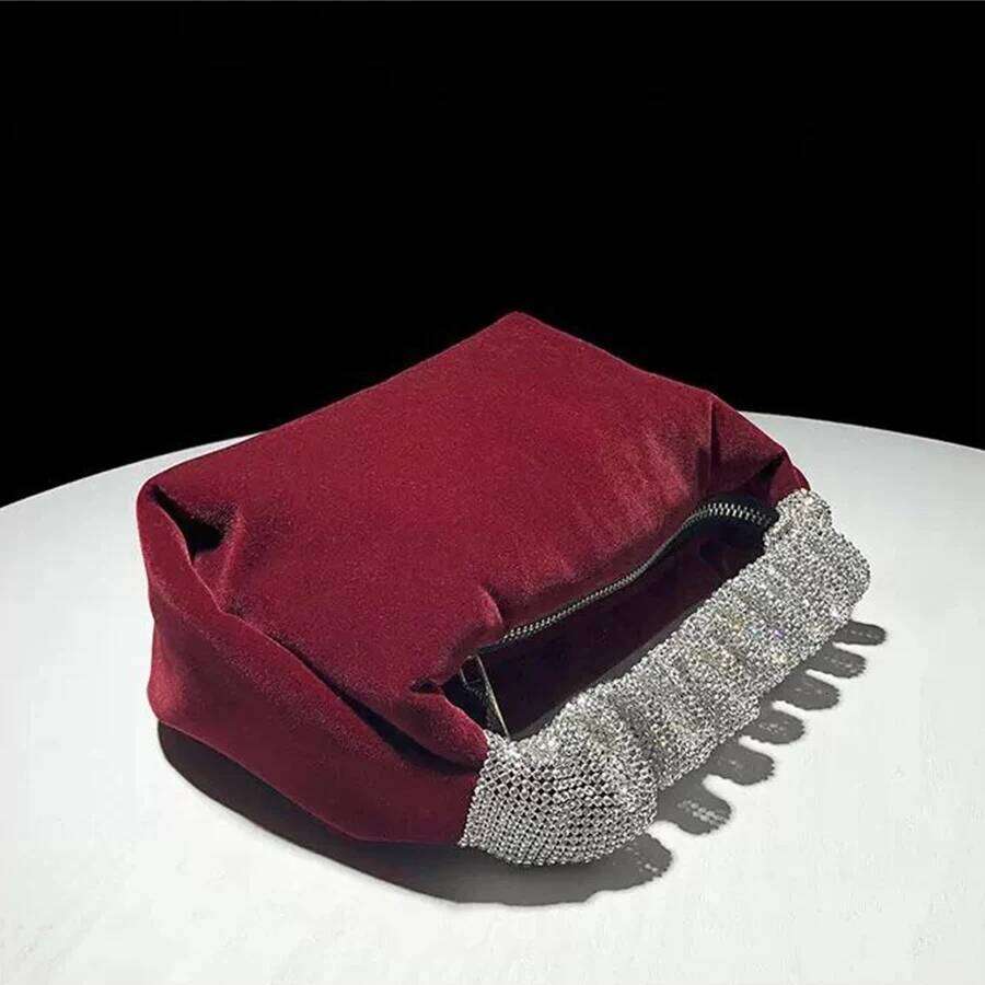 Women's Glitter Party Dinner Bag Dia Bridal Wedding Daily Clutches Veet Female Handbags Rhinestone Banquet Evening Purse