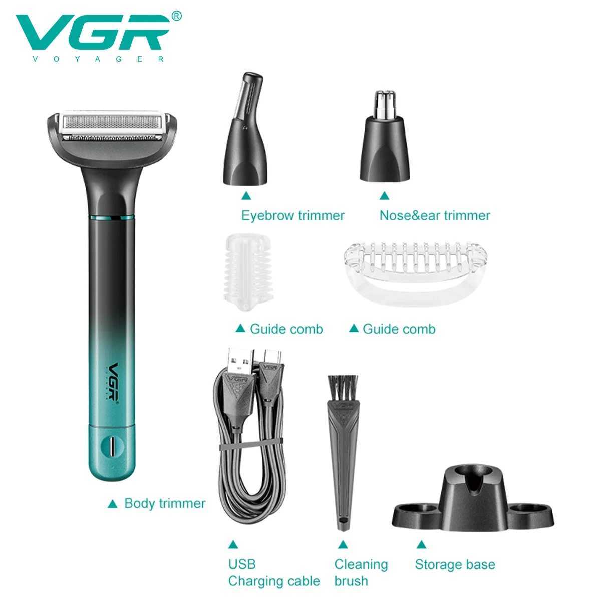 VGR 3in-1 Mens Razors Hair Trimming Set Rechargeable Professional Foil Shaver Portable Nose Hair Ear Hair Eyebrow Trimmer 625XJ250604