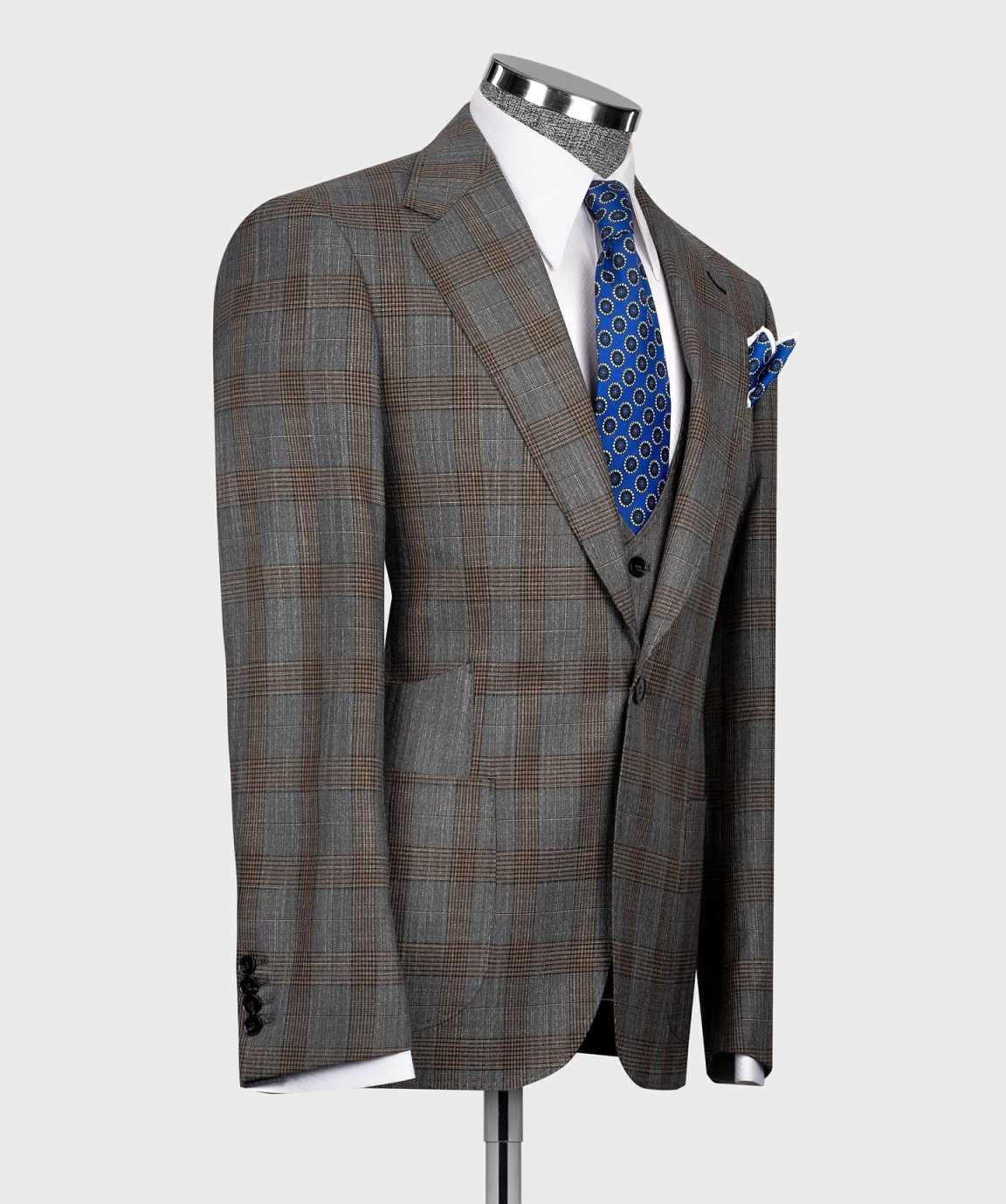 Trim Fit Check Wedding Tuxedos 2 Piece Set Jacket Vest Men Suit Classic One Button Customized Groom Wear Party Formal Suits