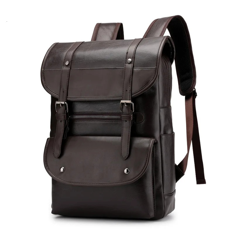 gsVintage Laptop Leather Backpacks for School Bags Men PU Travel Leisure Large Capacity Waterproof Backpacks Students Schoolba 250530
