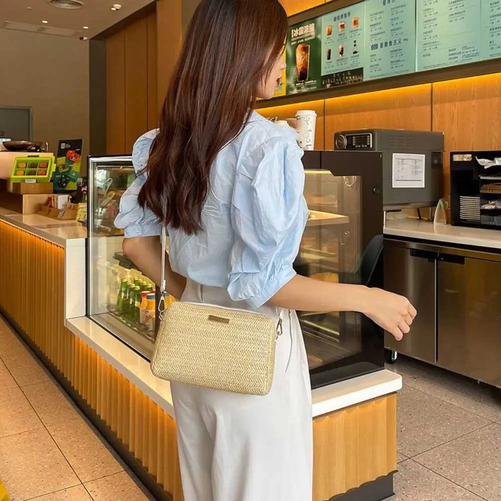 Casual Bohemian Style Straw Woven Bag Handbag Mobile Phone Bag Straw Bucket Bag Wallet Shoulder Bag Straw Crossbody Bag Summer XJ250604