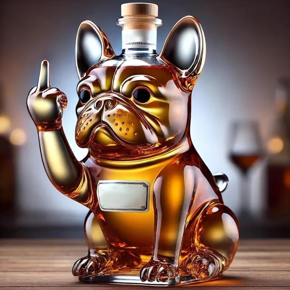 3D Middle Finger French Bulldog Whiskey Decanter Dog Whiskey Wine Glass Bottle For Bar Office Home DecorC 250603