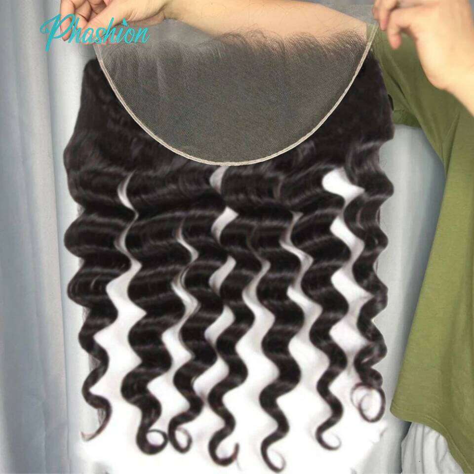 Phashion Real HD Full Long 13x6 Lace Frontal Only Kinky Curl Straight Loose Deep Water Wave Pre Plucked Swiss Closure Human Hair